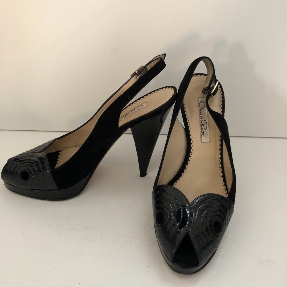 OSCAR DE LA RENTA BLACK PLATFORM HEELS